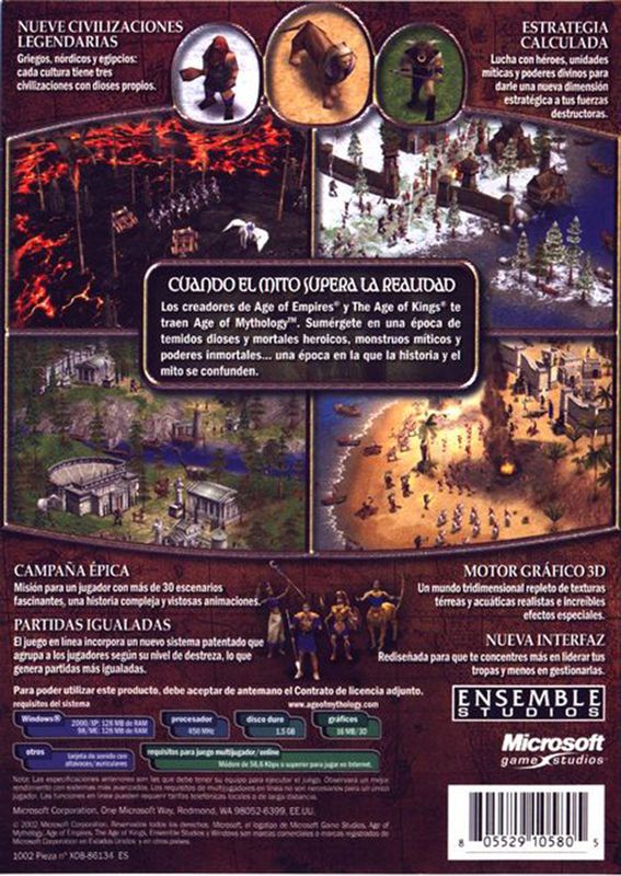 Back Cover for Age of Mythology (Windows)