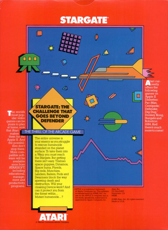 Back Cover for Stargate (Apple II)