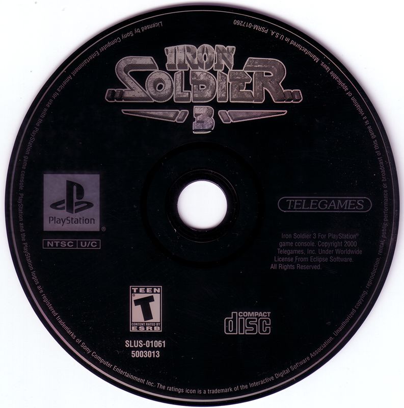 Media for Iron Soldier 3 (PlayStation) (Telegames release)