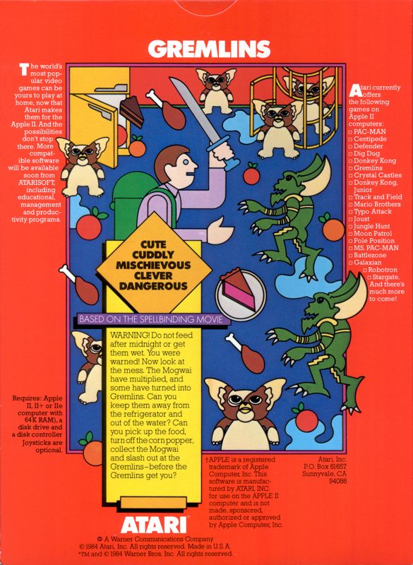 Back Cover for Gremlins (Apple II)