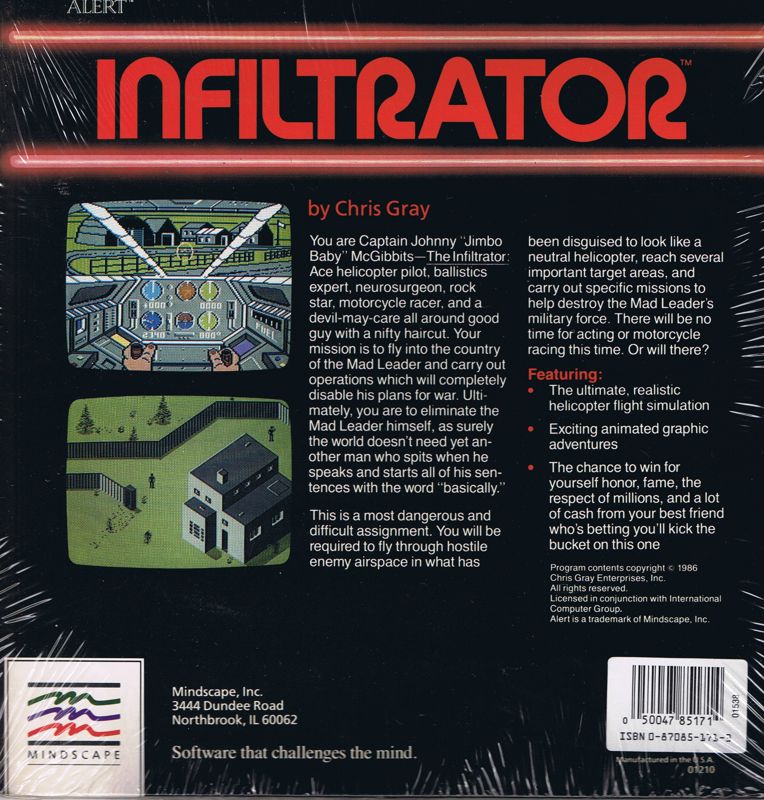 Back Cover for Infiltrator (Commodore 64)