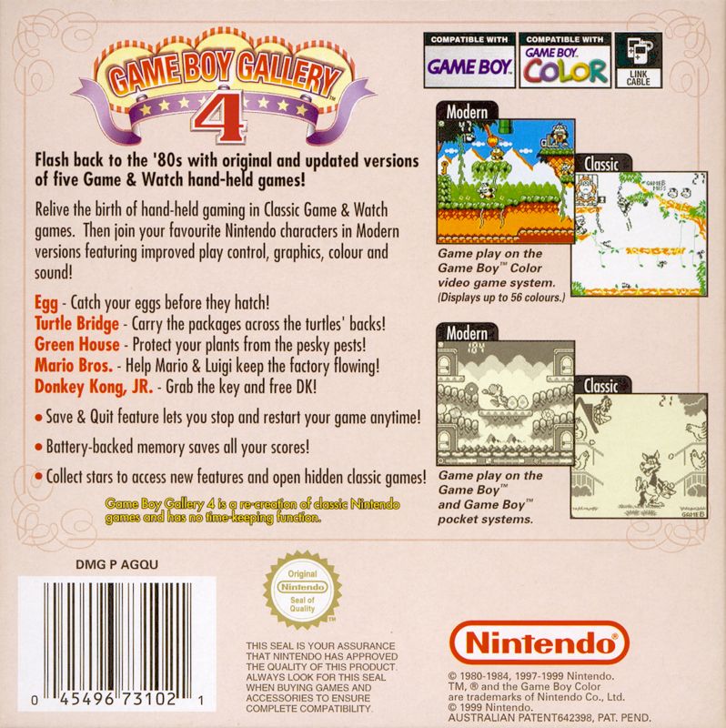 Back Cover for Game & Watch Gallery 3 (Game Boy Color)