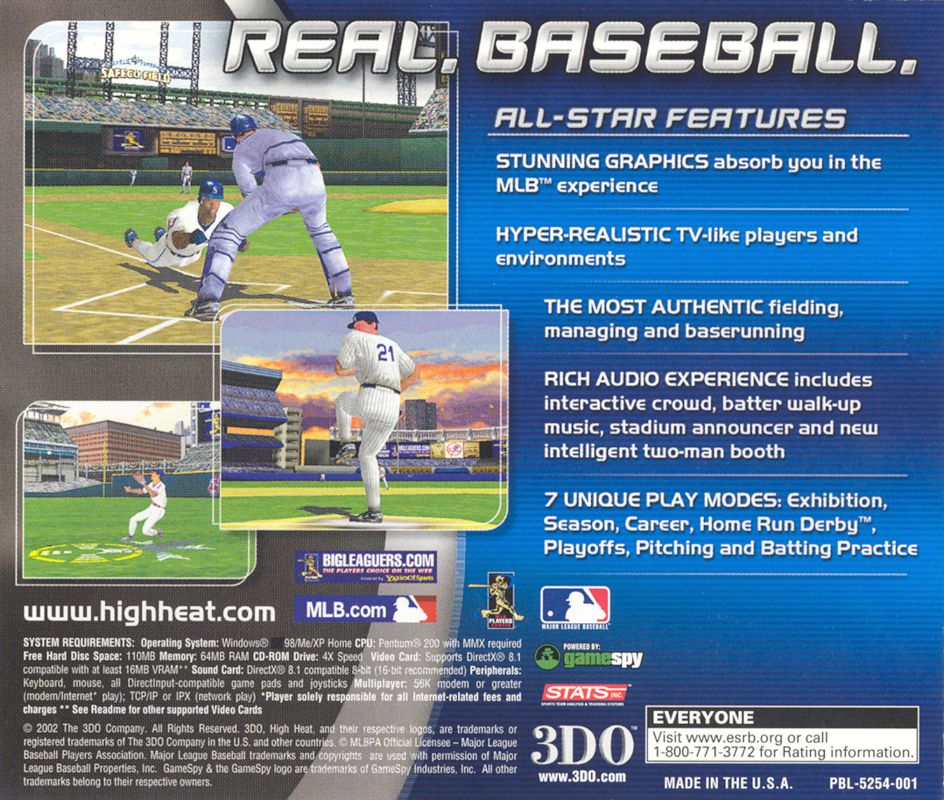 Other for High Heat Major League Baseball 2003 (Windows): Jewel Case - Back