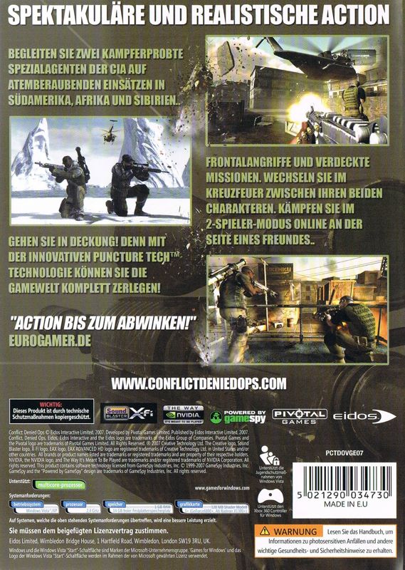 Back Cover for Conflict: Denied Ops (Windows)