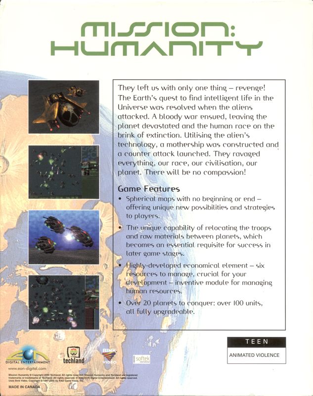 Back Cover for Mission: Humanity (Windows)