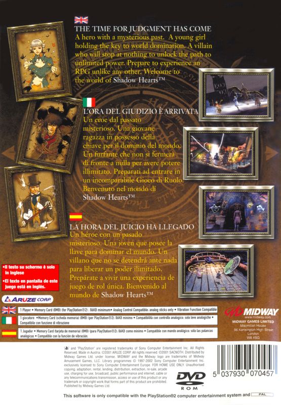 Back Cover for Shadow Hearts (PlayStation 2)