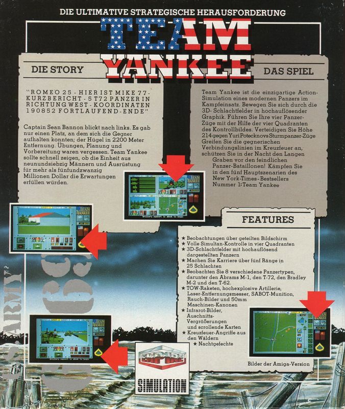 Back Cover for Team Yankee (Amiga)