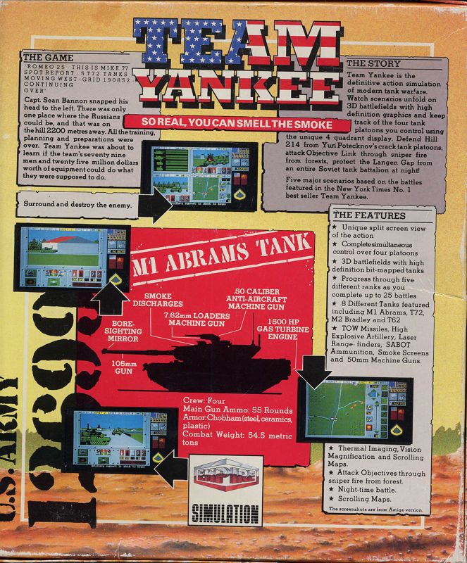 Back Cover for Team Yankee (Atari ST)