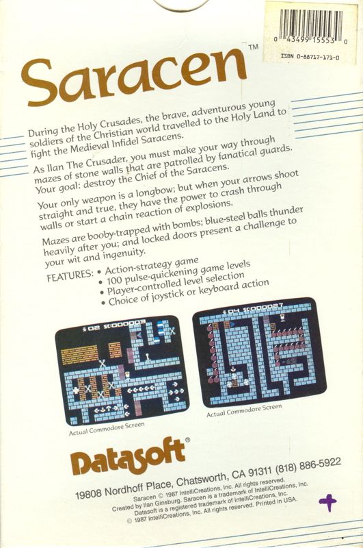 Back Cover for Saracen (Apple II)
