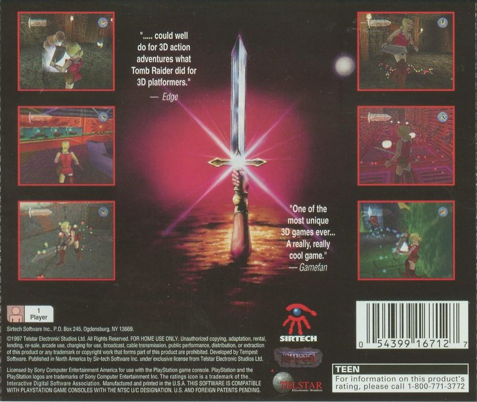 Back Cover for Excalibur 2555 A.D. (PlayStation)