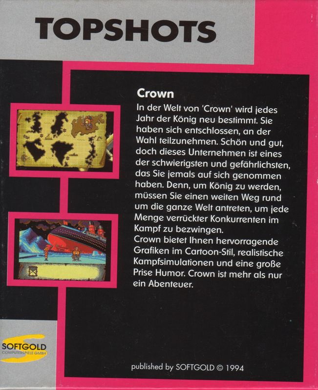 Back Cover for Crown (DOS) (Topshots Budget Release)