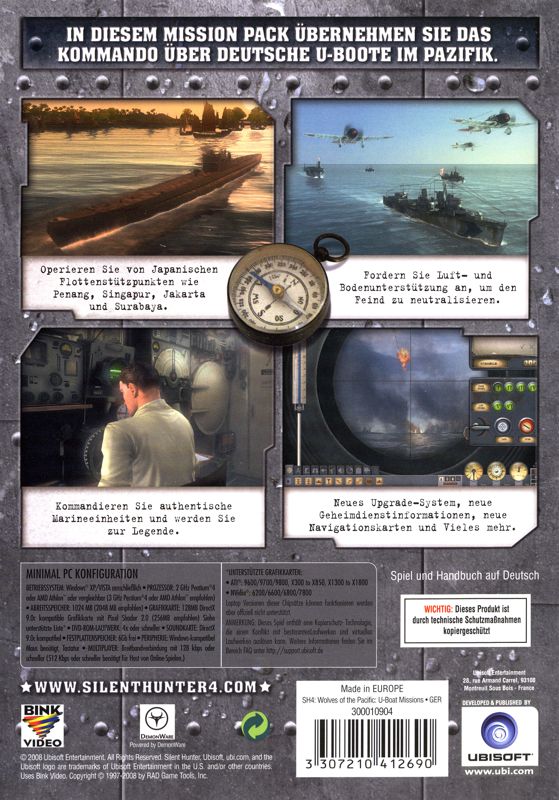 Back Cover for Silent Hunter 4: Wolves of the Pacific - U-Boat Missions (Windows)