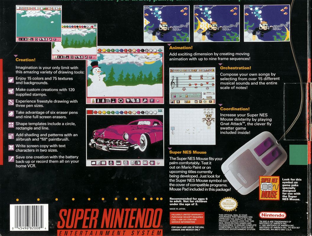 Back Cover for Mario Paint (SNES)