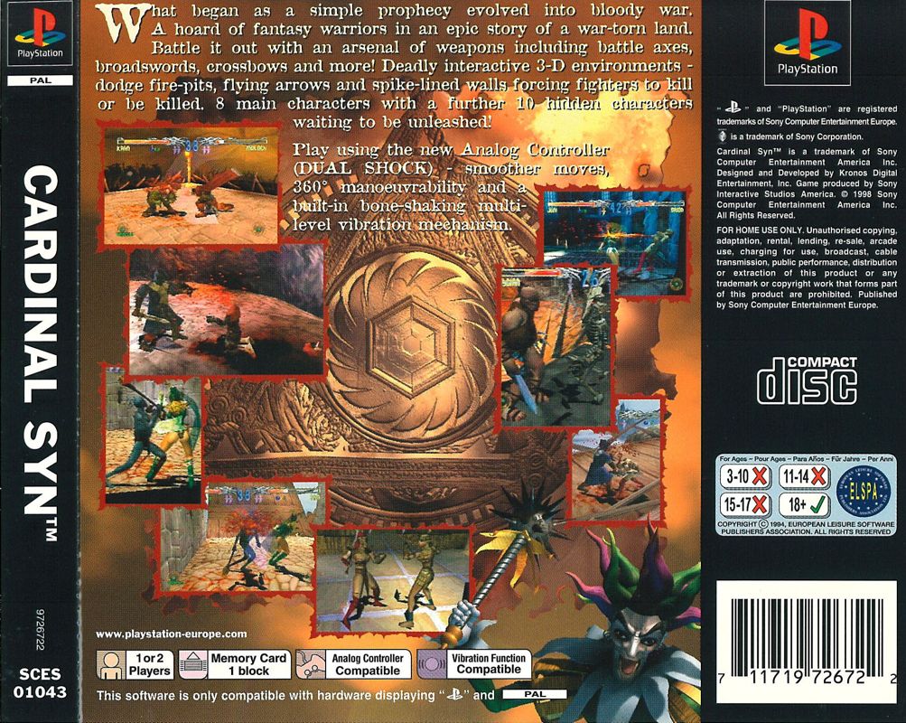 Back Cover for Cardinal Syn (PlayStation)