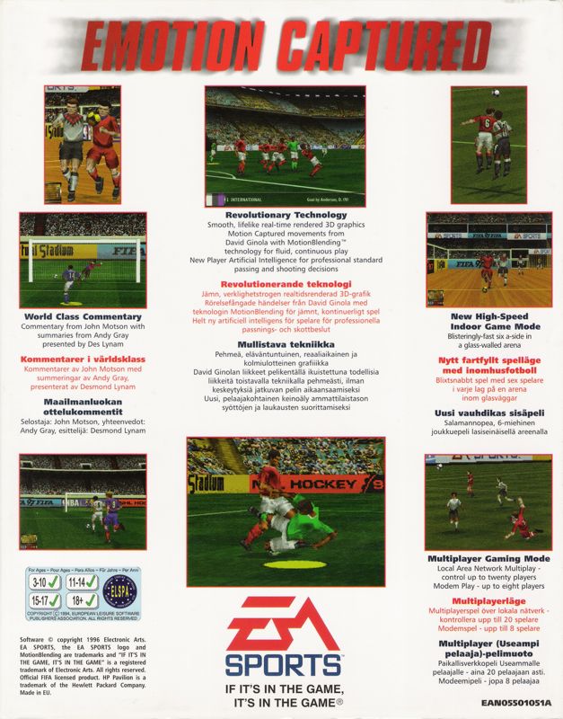 Back Cover for FIFA Soccer 97 (DOS and Windows)