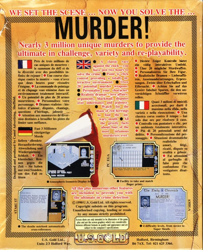Back Cover for Murder! (DOS)