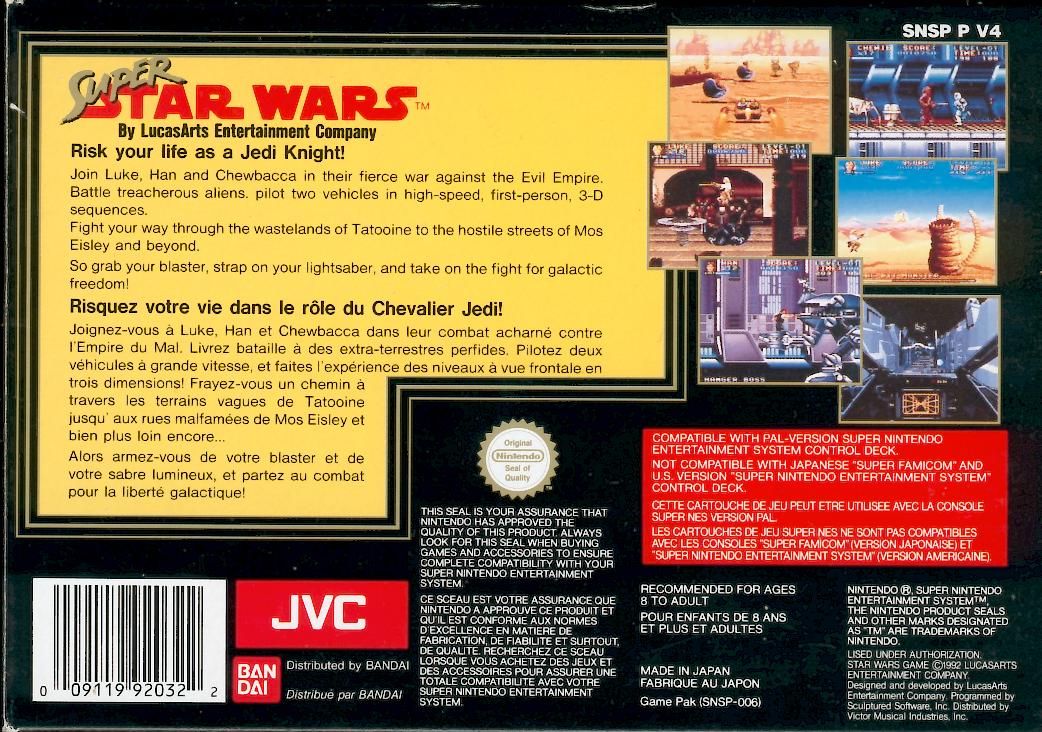 Back Cover for Super Star Wars (SNES)