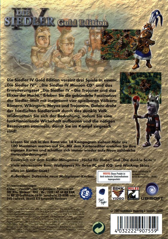 Back Cover for The Settlers IV: Gold Edition (Windows) (Alternate release)