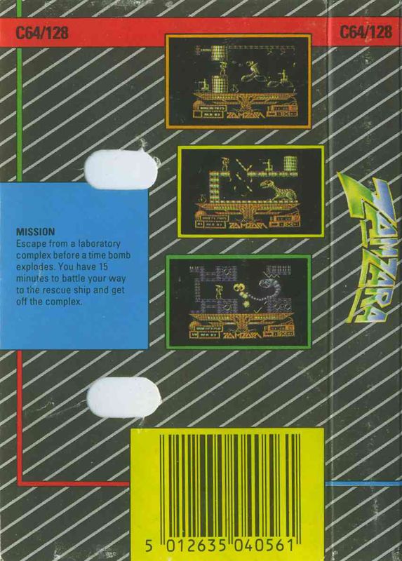 Back Cover for Zamzara (Commodore 64)