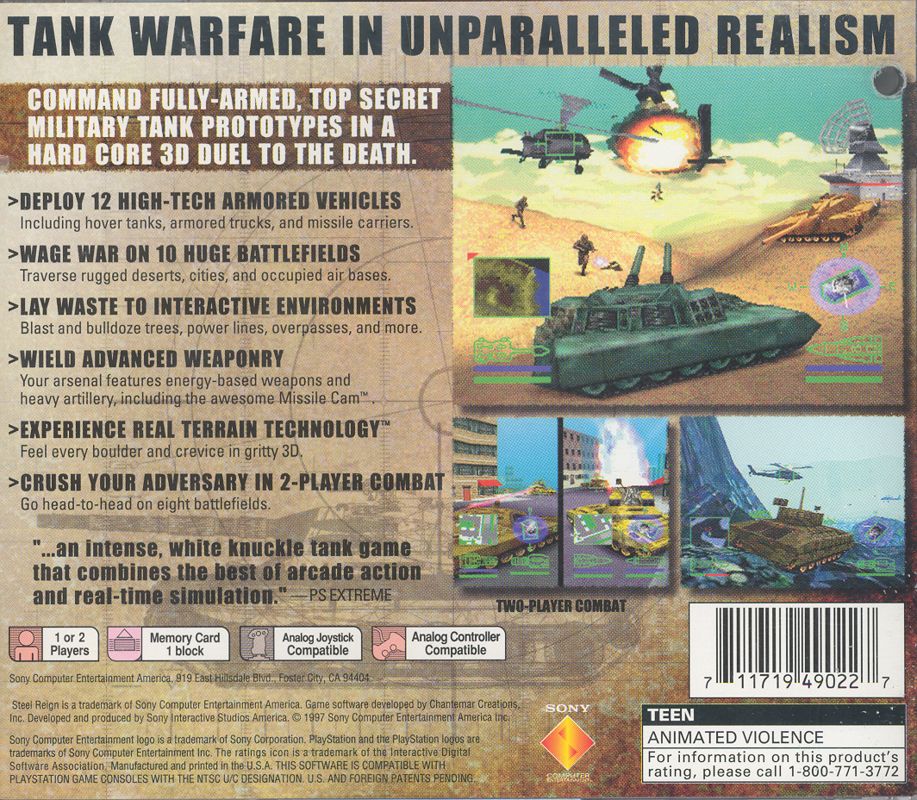 Back Cover for Steel Reign (PlayStation)