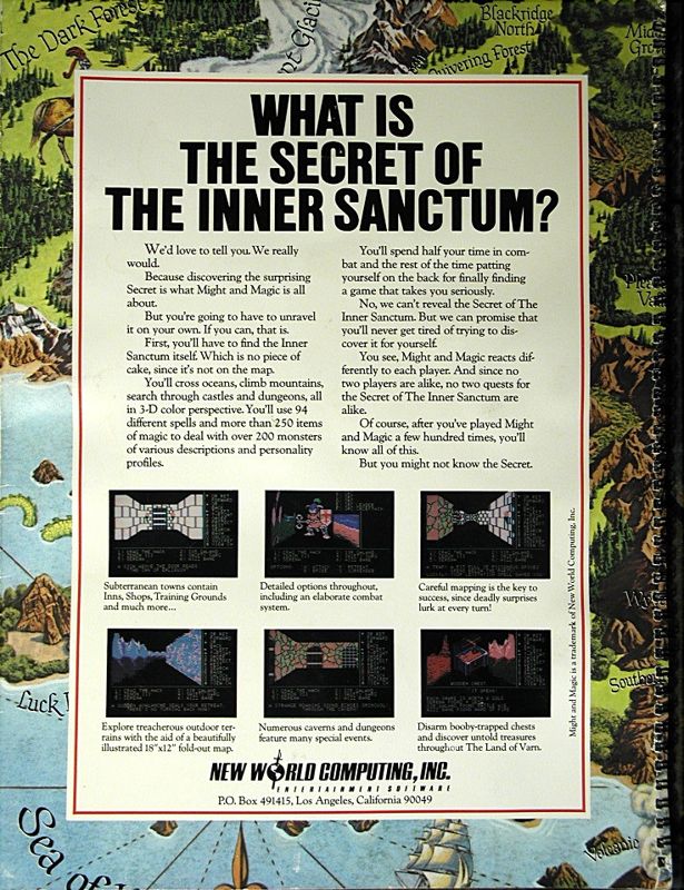 Back Cover for Might and Magic: Book One - Secret of the Inner Sanctum (Apple II)