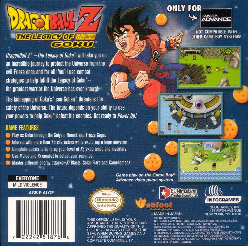 Dragon Ball Z: The Legacy of Goku cover or packaging material - MobyGames