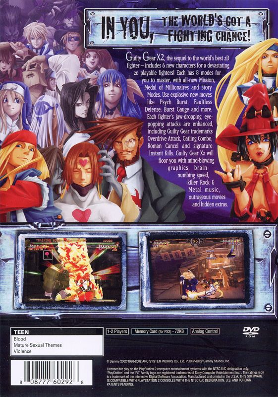 Back Cover for Guilty Gear X2 (PlayStation 2)