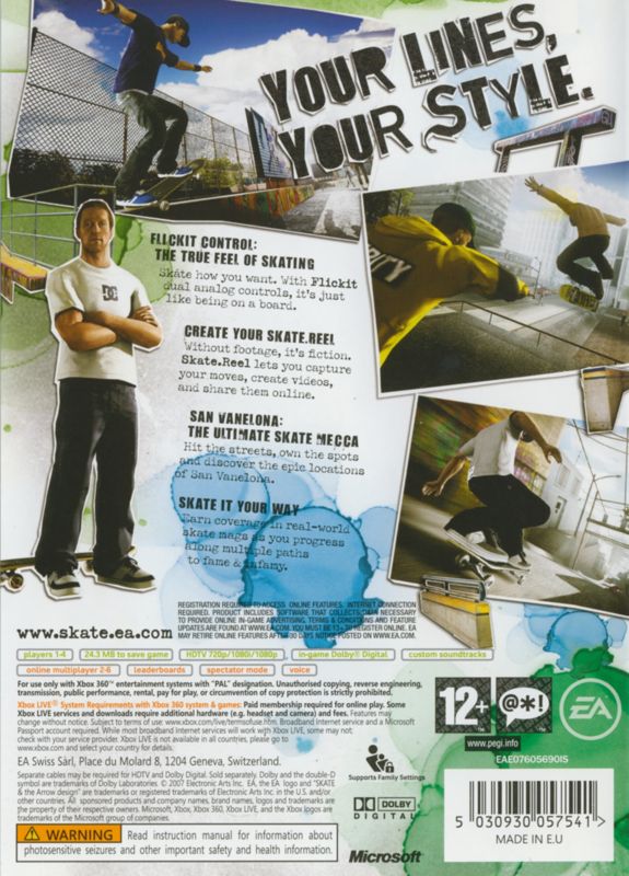 Back Cover for skate. (Xbox 360)