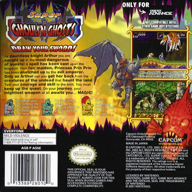Back Cover for Super Ghouls 'N Ghosts (Game Boy Advance)