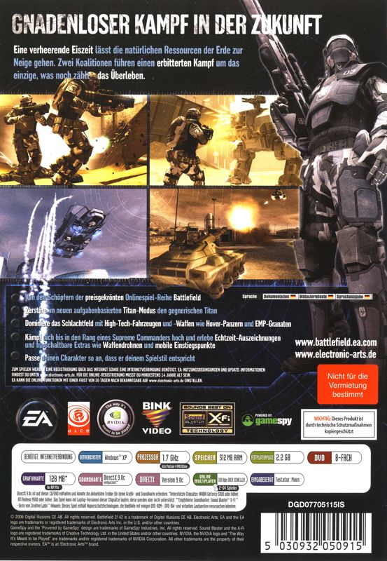 Back Cover for Battlefield 2142 (Windows)