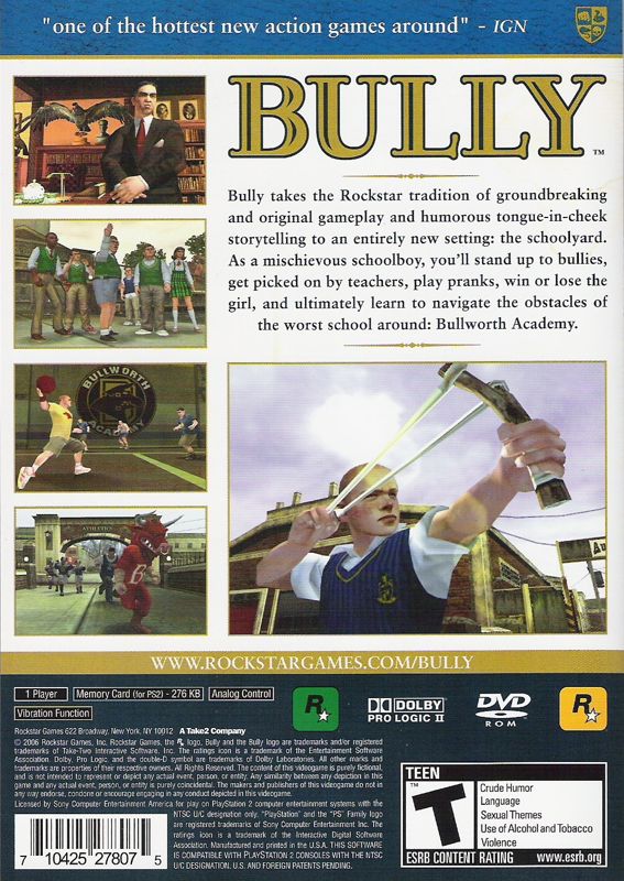 Back Cover for Bully (PlayStation 2)