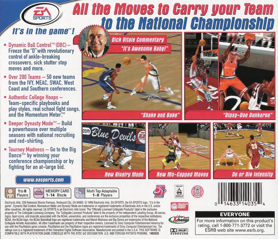 Back Cover for NCAA March Madness 2000 (PlayStation)