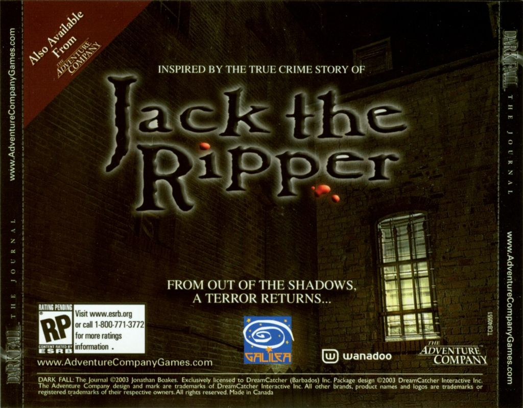Other for Dark Fall: The Journal (Windows): Jewel Case - Back