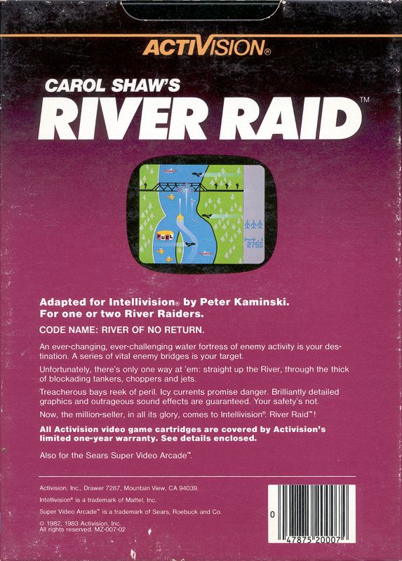 Back Cover for River Raid (Intellivision)