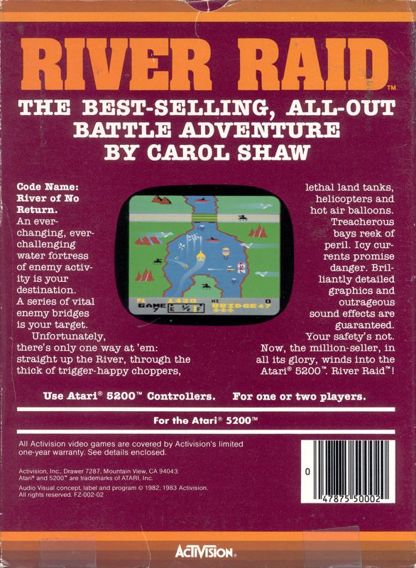 Back Cover for River Raid (Atari 5200)