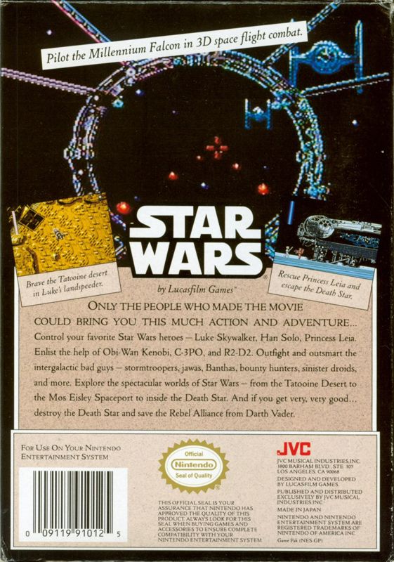 Back Cover for Star Wars (NES)