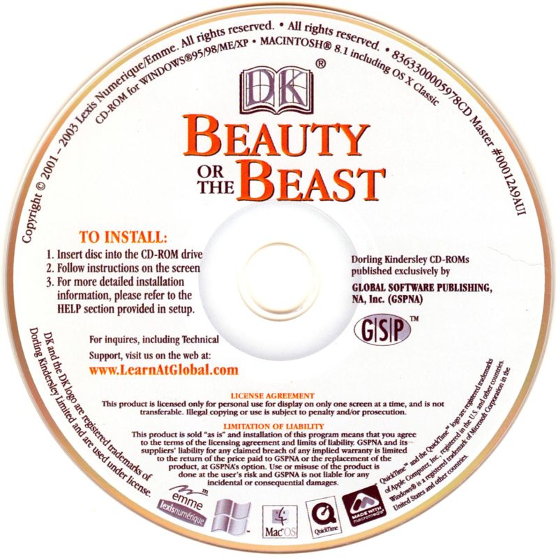 Media for Beauty or The Beast (Macintosh and Windows)