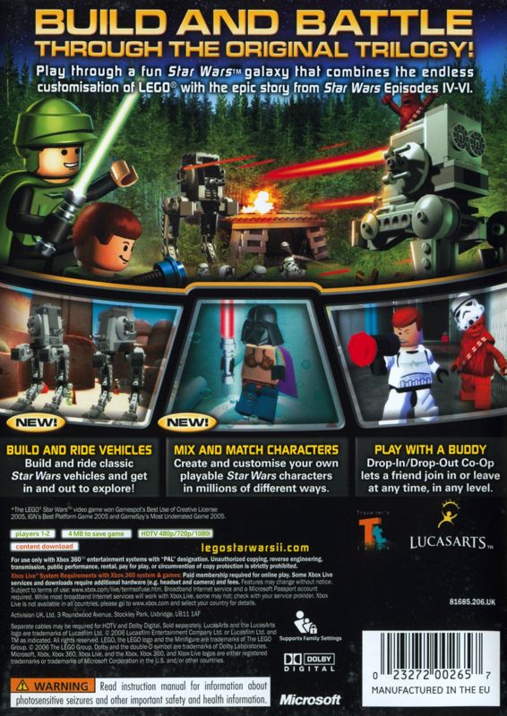 Back Cover for LEGO Star Wars II: The Original Trilogy (Xbox 360)