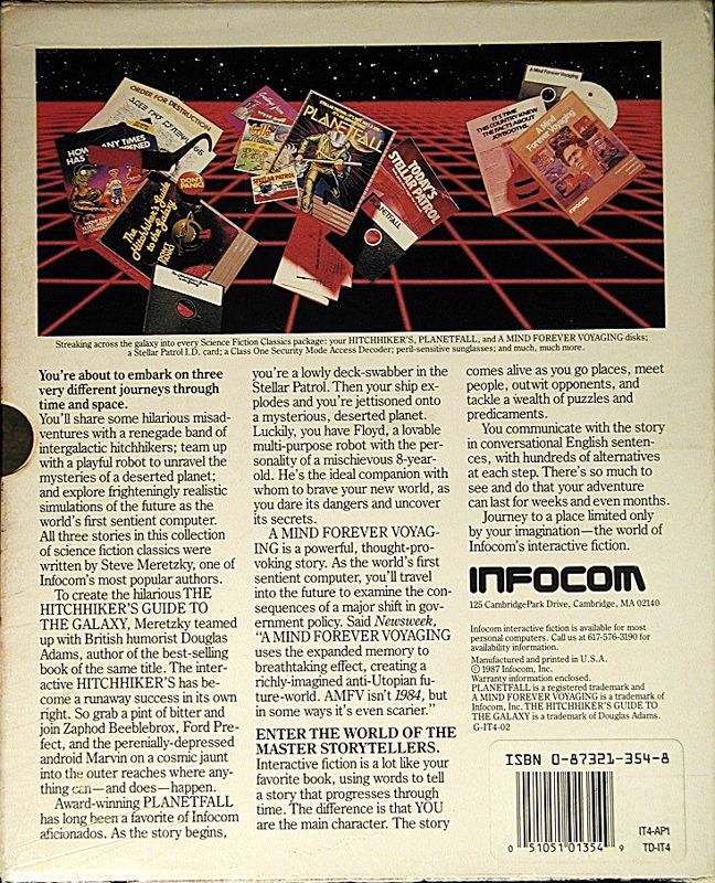 Back Cover for Science Fiction Classics (Apple II)