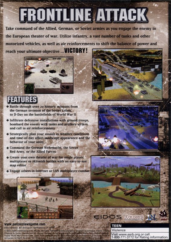 Back Cover for World War II: Panzer Claws (Windows)