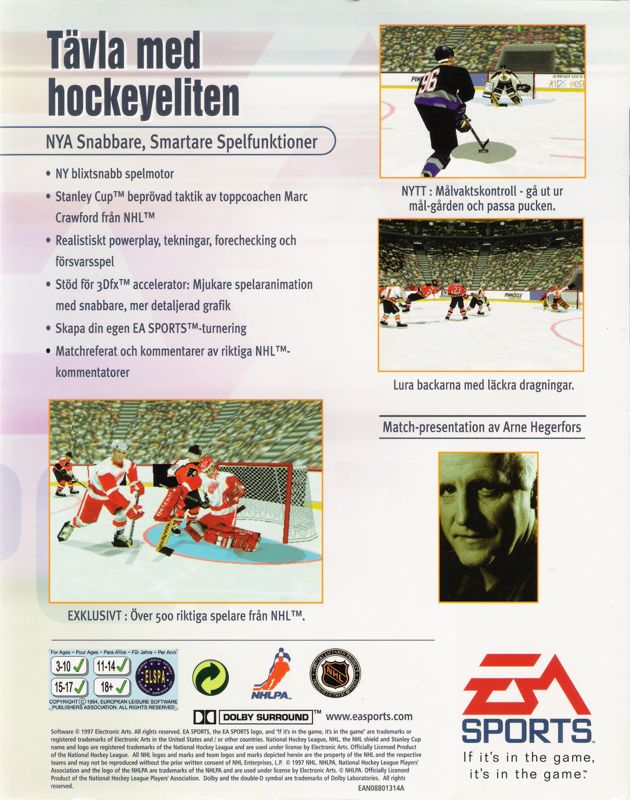 Back Cover for NHL 98 (Windows)