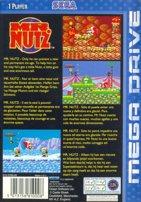 Back Cover for Mr. Nutz (Genesis)