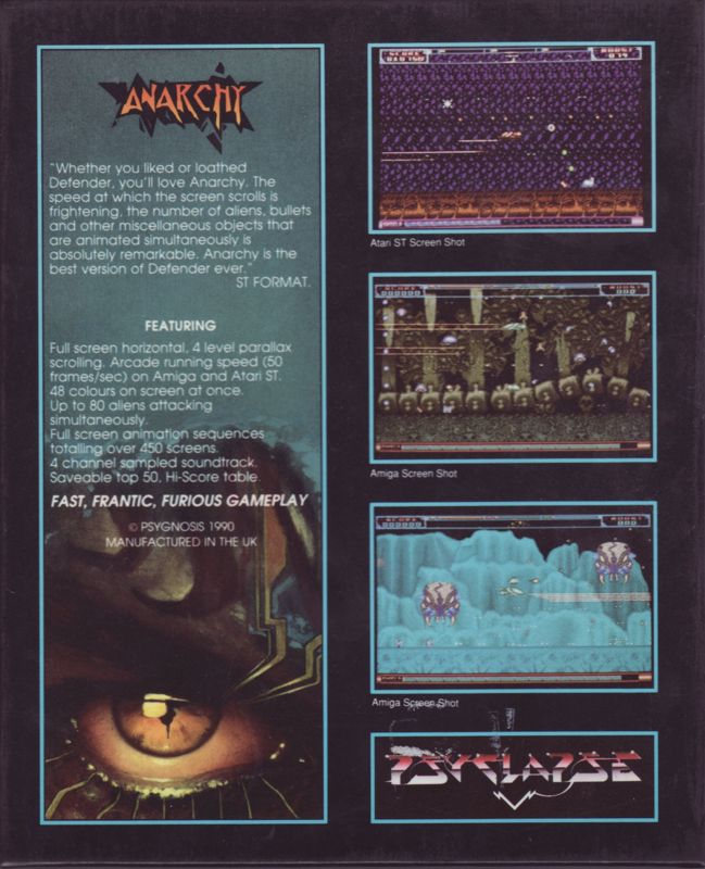 Back Cover for Anarchy (Atari ST)