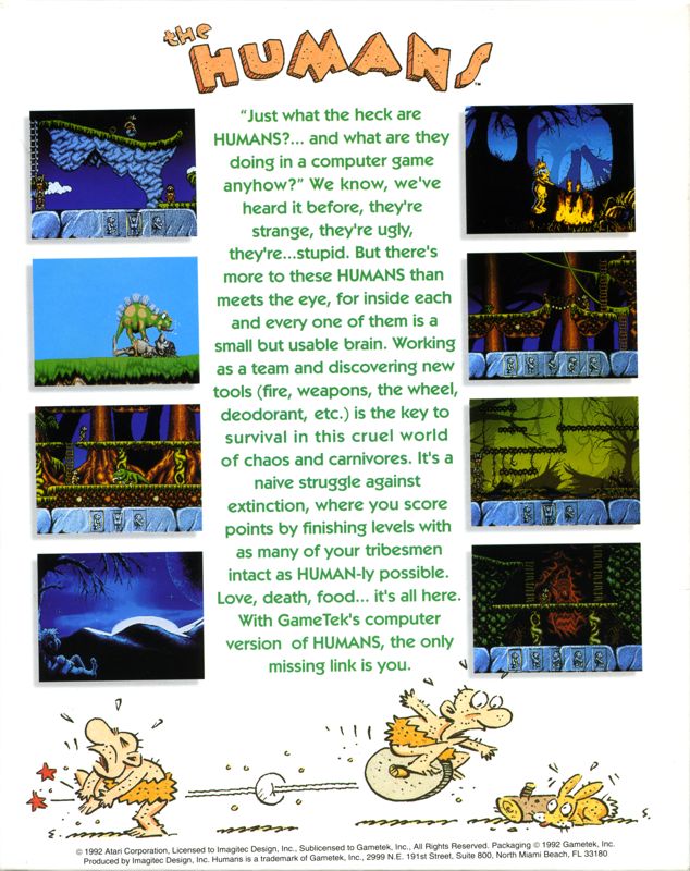 Back Cover for The Humans (DOS) (Dual-media release)
