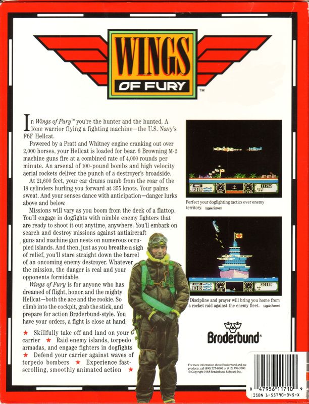 Back Cover for Wings of Fury (DOS)