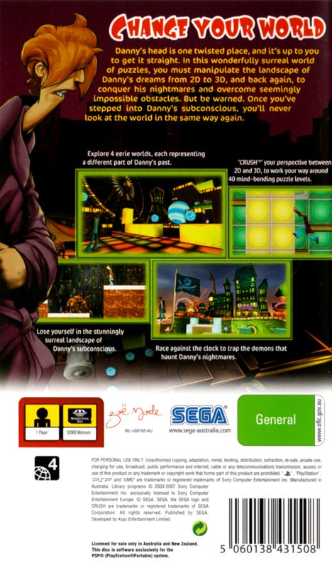 Back Cover for Crush (PSP)