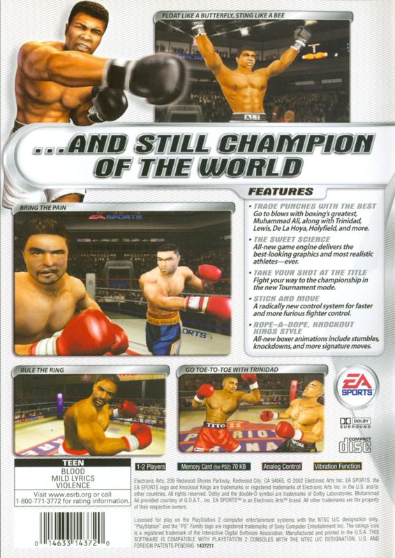Back Cover for Knockout Kings 2002 (PlayStation 2)