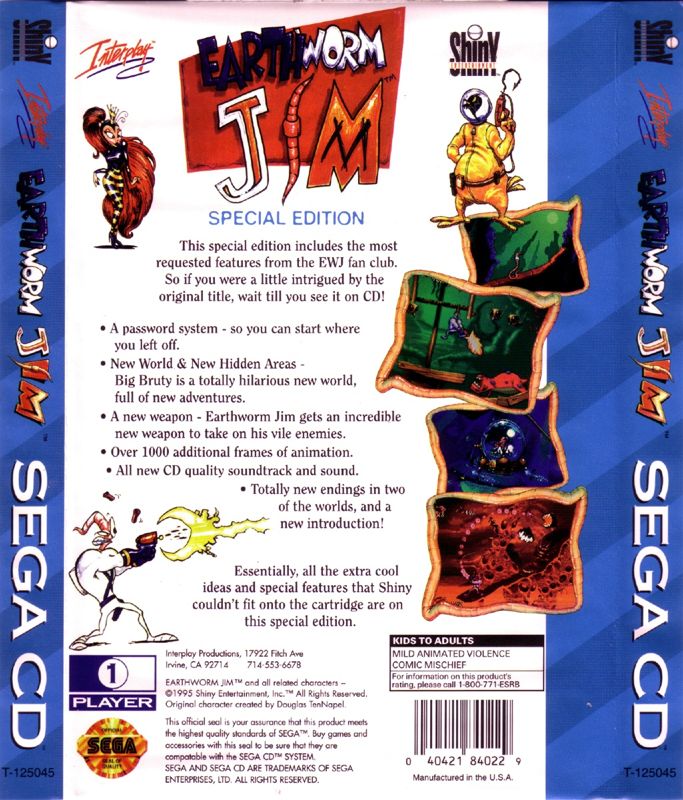 Back Cover for Earthworm Jim: Special Edition (SEGA CD)