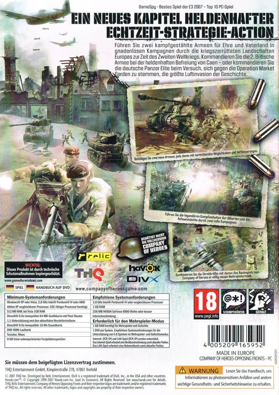 Back Cover for Company of Heroes: Opposing Fronts (Windows) (Softgold release)