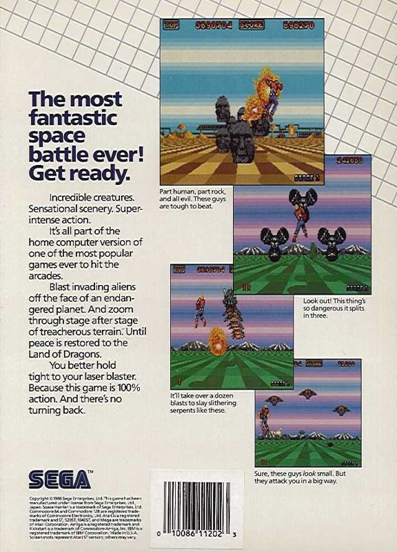 Back Cover for Space Harrier (Commodore 64)